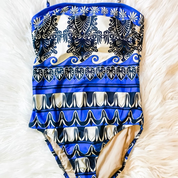 J. Crew Other - J Crew Bandeau Tank in Blue Scroll Print size 12